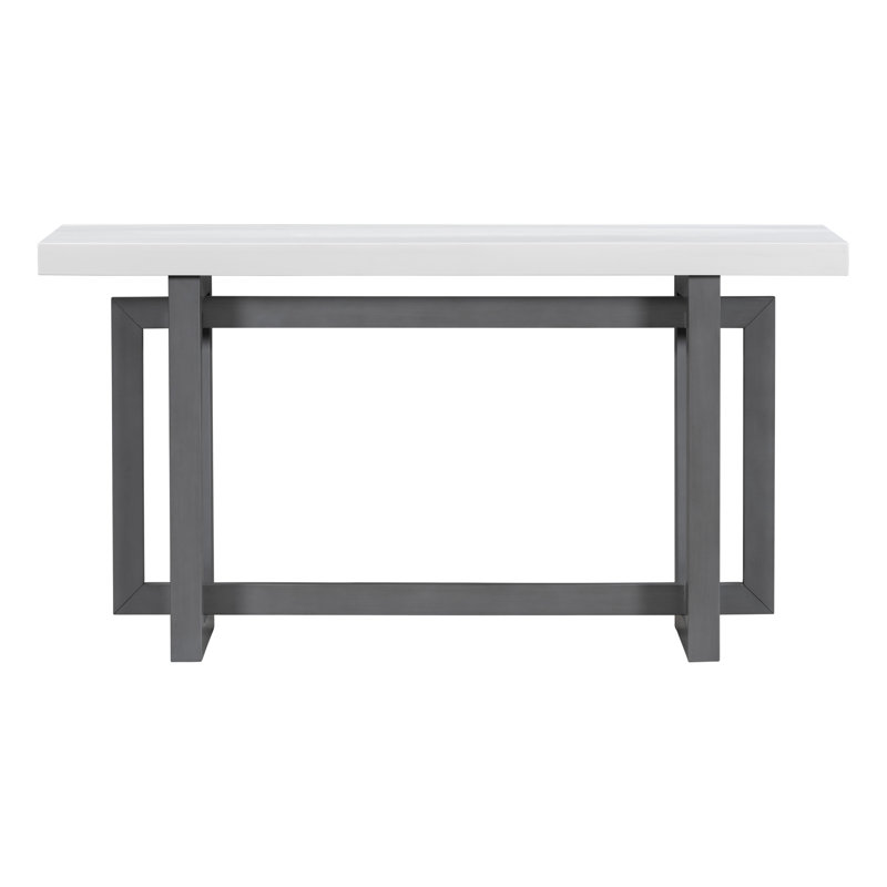 Contemporary Console Table with Wood Top, Extra Long Entryway Table for Entryway, Hallway, Living Room, Foyer, Corridor, Gray