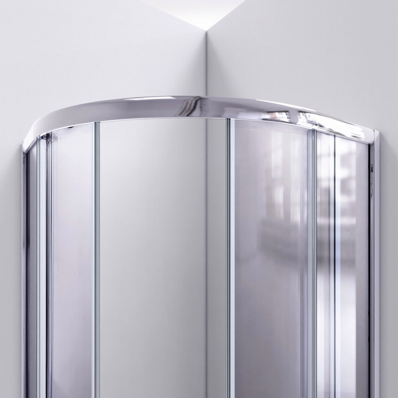 Prime 36" W x 36" D x 74.75" H Semi-Frameless Round Sliding Shower Enclosure with Base Included, Chrome, White