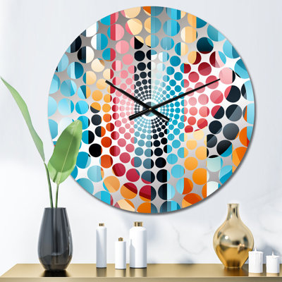 Horloge murale rayée bleu et rose