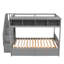 Lit superposé simple au-dessus d'un lit double gris avec tablettes, 2 tiroirs et rangement - Maximisez la fonctionnalité de la chambre à coucher et de l'escalier-2142483319-2142483316
