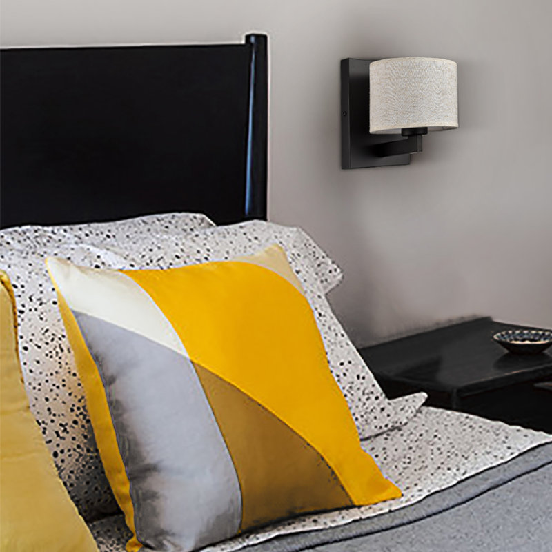 Applique murale avec abat-jour en tissu, paquet de 2, Noir, Beige