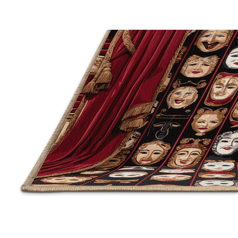 Washable Opera and Theatre Themes Music Area Rug, Square 8'