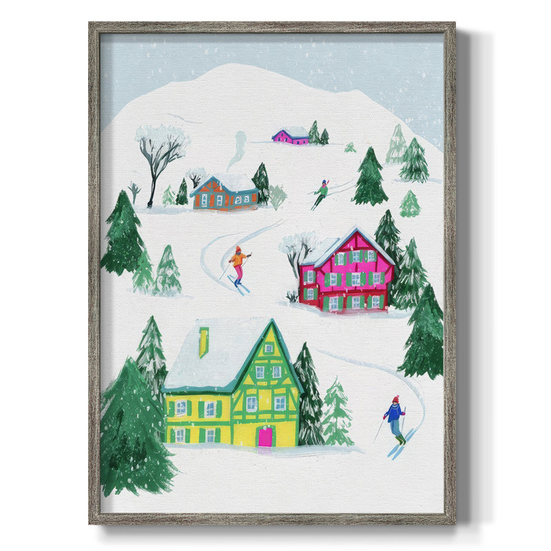 «Candy Ski Village I», reproduction encadrée - bois massif, H 30 po x l 24 po