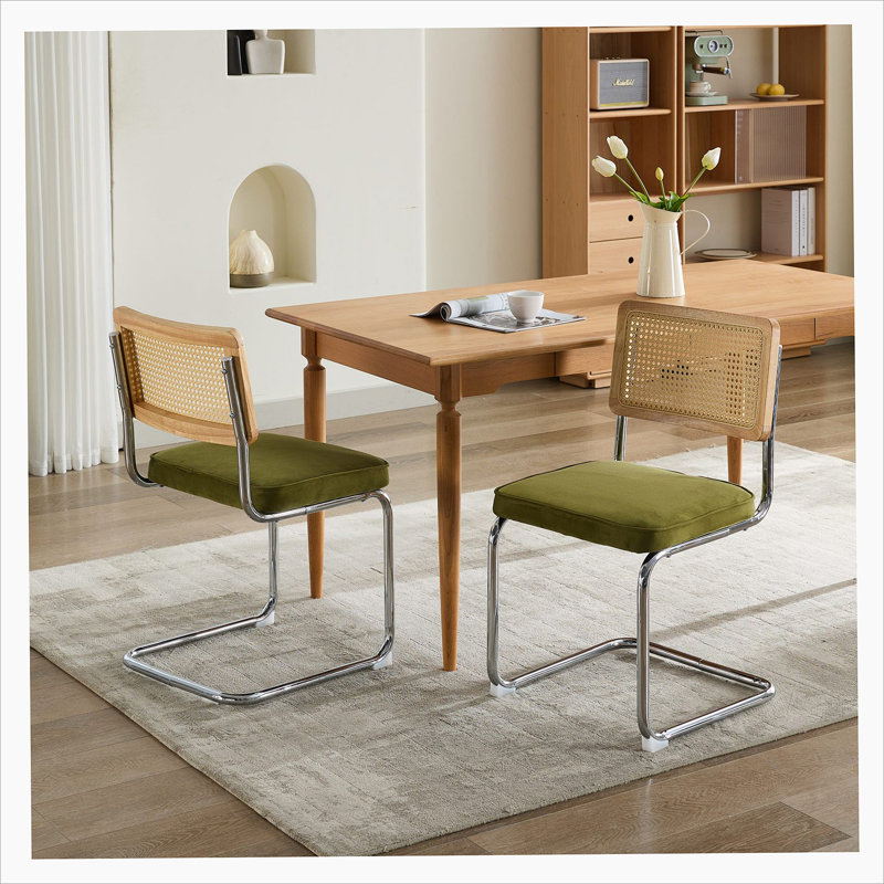Chaises de salle à manger rembourrées Barnali, Vert olive