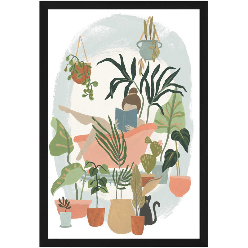 «Plant Lady Bath I», Papier avec cadre unique blanc, H 19,625 po x l 13,625 po x P 1 po