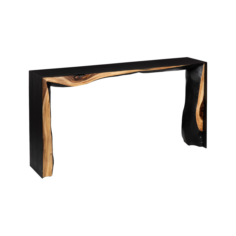 Waterfall Framed Console Table, Natural/Black, Iron