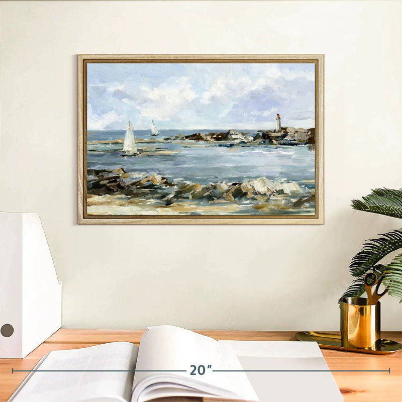 Côte rocheuse I, Cadre flottant en bois naturel, 13 po x 9 po