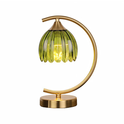Lampe de table tulipe, lampe de table à contrôle tactile sans fil 5200 mah avec 3 couleurs de temps et gradation continue, lampe de table à pile rechargeable (tulipe verte)