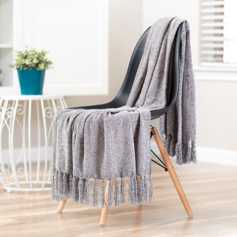 Chenille Velvety Texture Decorative Blanket, Taupe