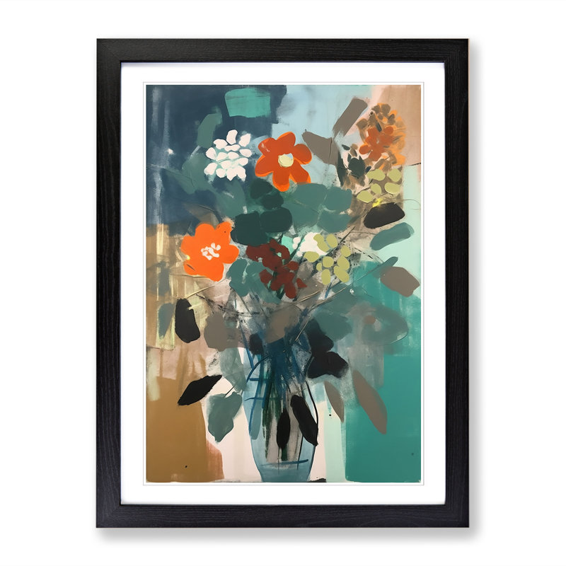 FRM-V0523-928X Flowers Mid Century Vol.6 - Print, 34cm H x 25cm W x 2cm D, Black