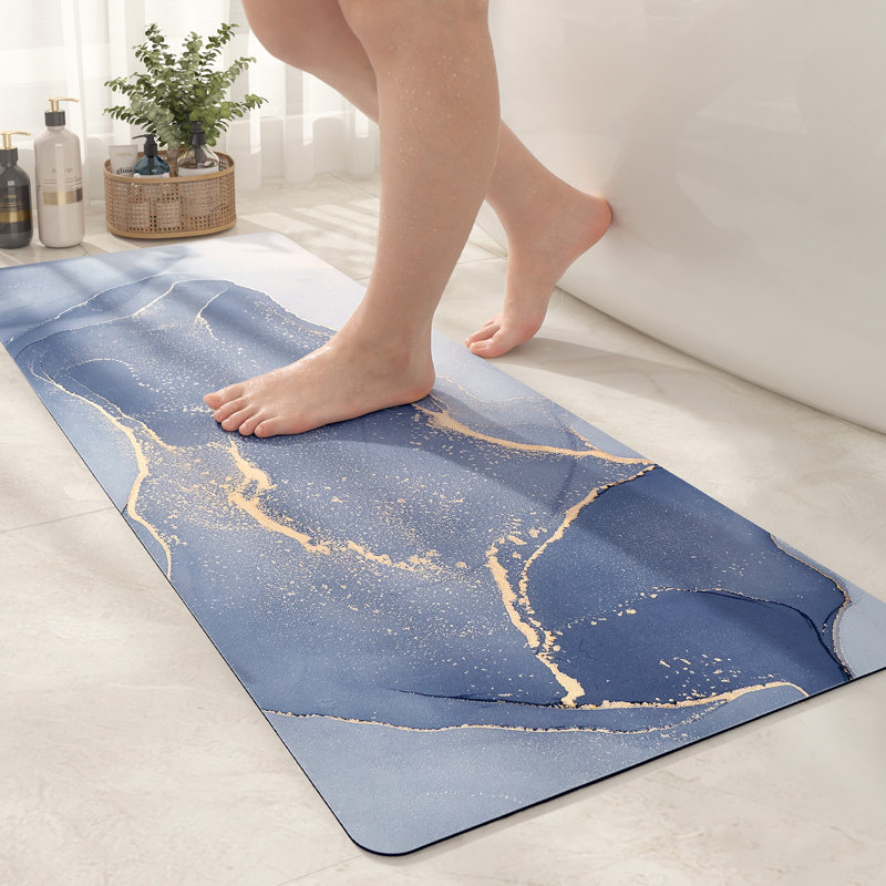 Zowie Non-Slip Bath Rug, 17" W x 43" L, Blue