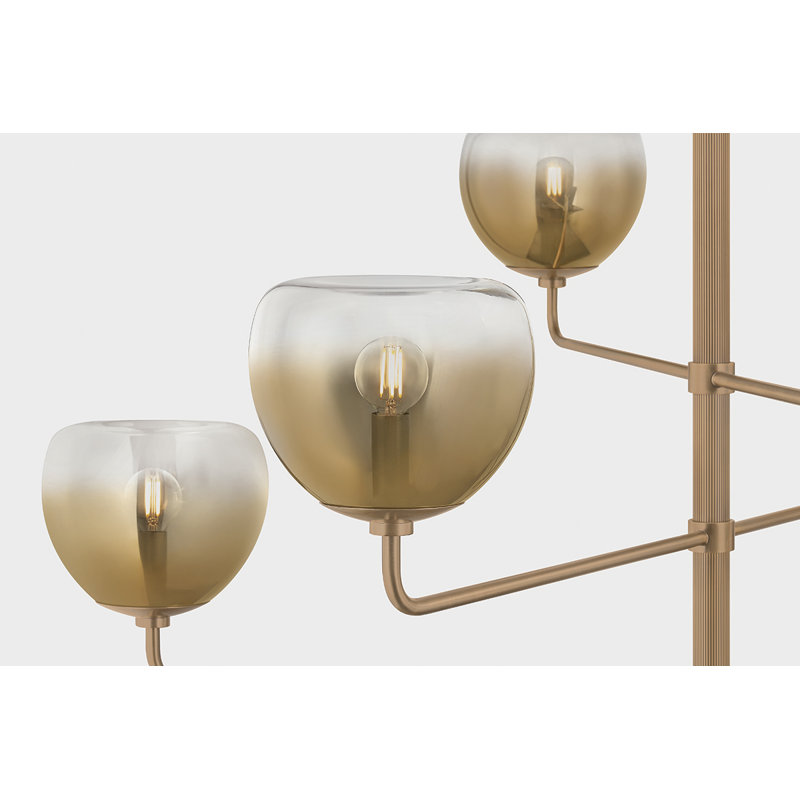 Troy Lighting August Chandelier in Patina Brass, 17.25" H x 34" W x 34" D, 6 Lights