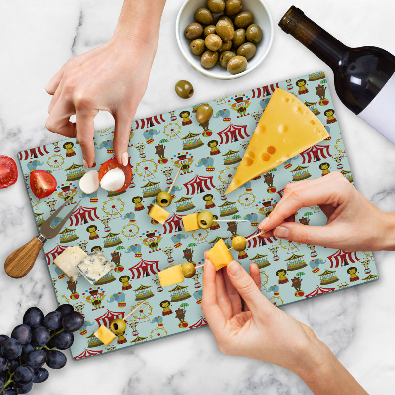 Ambesonne Colorful Cutting Board Large Size Circus Bear Multicolor