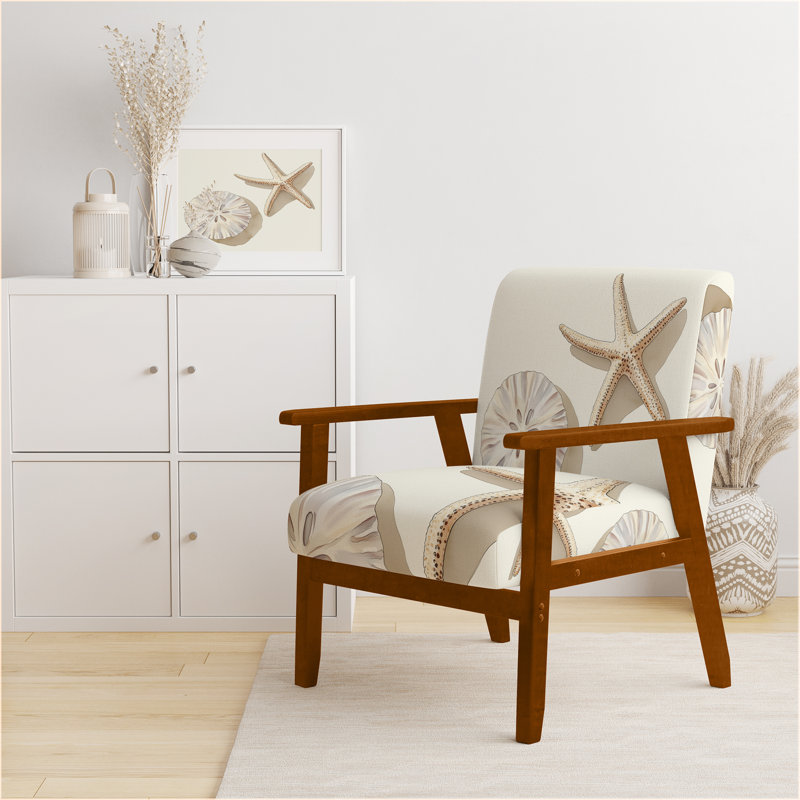 Chaise rembourrée Starfish, Accoudoirs carrés bruns