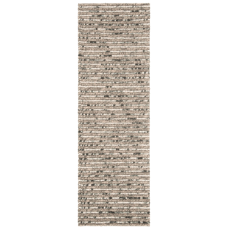 Ferrera Abstract Hand-Knotted Blue/Brown Area Rug, Runner 2'6" x 10'