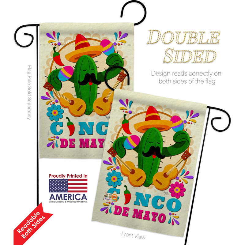 Double Sided 222'' H x 156'' W Polyester Cinco De Mayo Flag Set