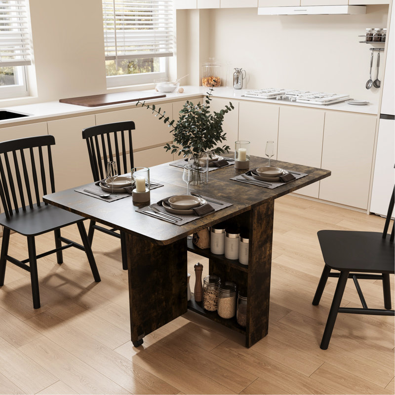 Table pliante 51,06 pouces brune pour la maison - Convient aux maisons modernes, avec fonction de frein, affichage pliant universel sur roues pour rehausser votre décor