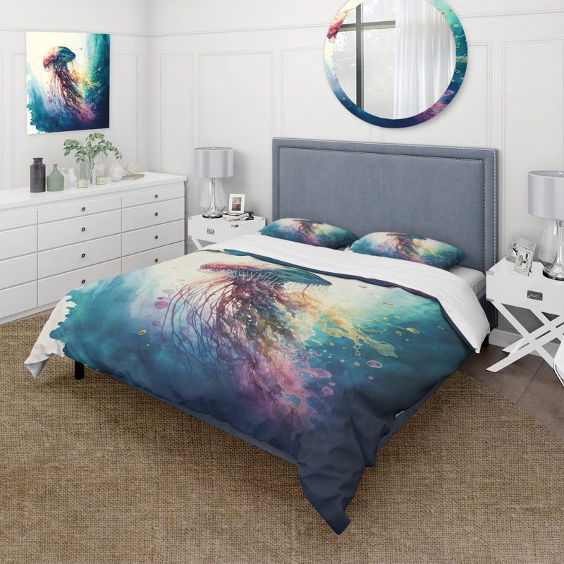 Ensemble de housse de couette en microfibre / polyester Colorful Deepsea Jellyfish V Bedding