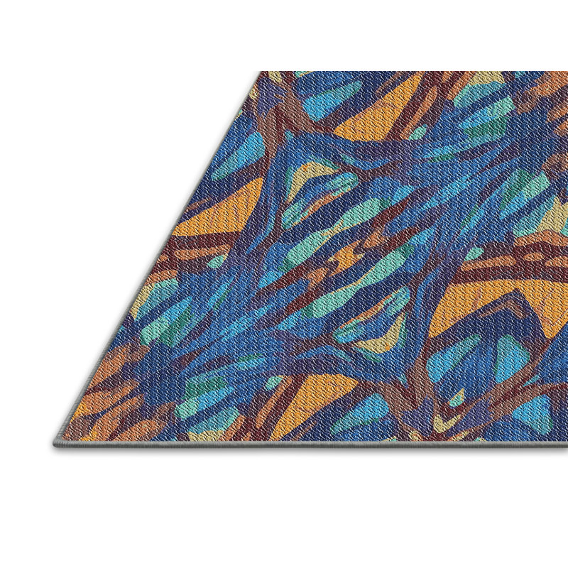 Tapis bleu tissé à la machine, Rectangle 2 pi x 3 pi