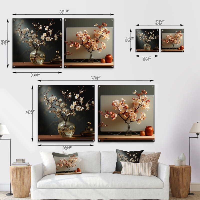 Ensemble de 2 vases orchidées en acrylique Nostalgia, H 36 po x l 73 po