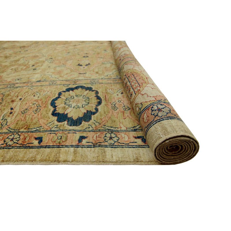 Tapis fin fait à la main Chobi Hanifa - doré clair - brun clair, 12 pi 0 po x 15 pi 2 po