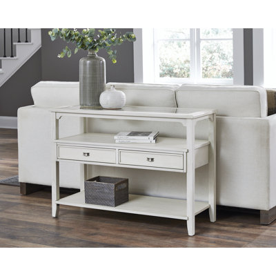 Tawatha Sand Dune White Mahogany Sofa/ Media Console Table With Glass Top
