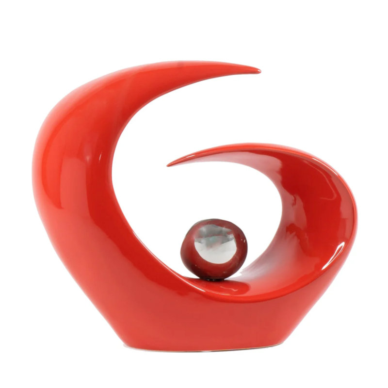 Wave Clash Abstract Sculpture, Red