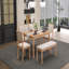 Ensemble de salle à manger extensible 6 pièces 6 pièces: table de ferme rustique de 59 à 72 pouces et 4 chaises + banc, pieds rétro sculptés-376735059