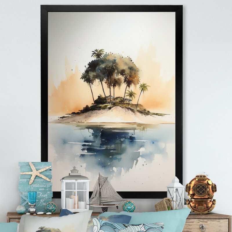 Deserte Tropical Island IV, reproduction d'art sur toile, Cadre photo noir, H 20 po x l 12 po x P 1 po