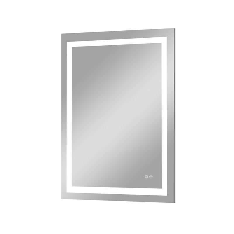 Miroir de meuble-lavabo à fixation murale avant et rétro-éclairé Cardier avec réglage en 3 couleurs, incassable, verre trempé