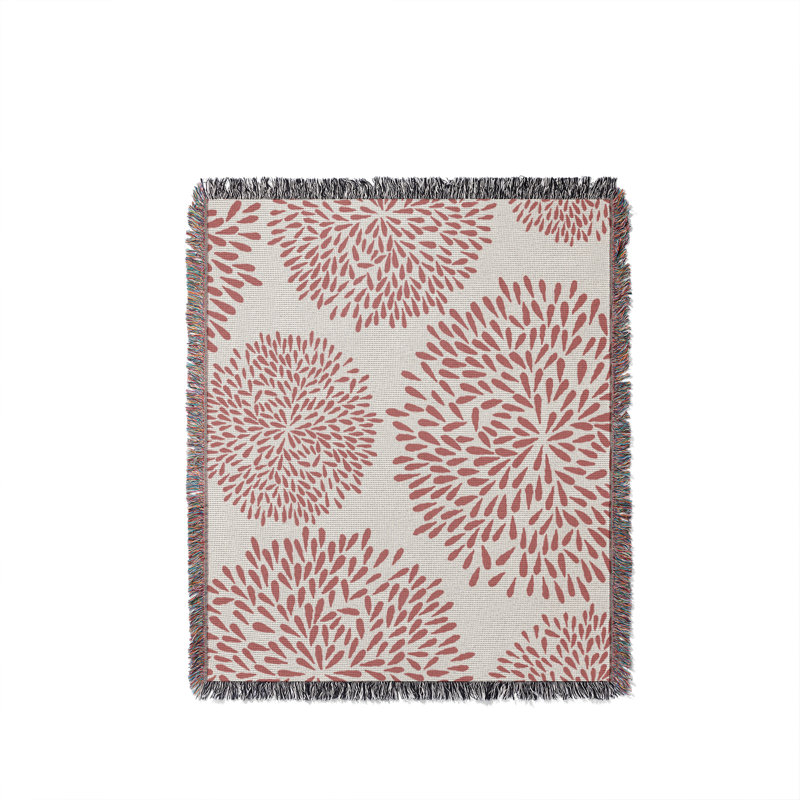 Jeté floral en coton, Rose, 60 po x 80 po