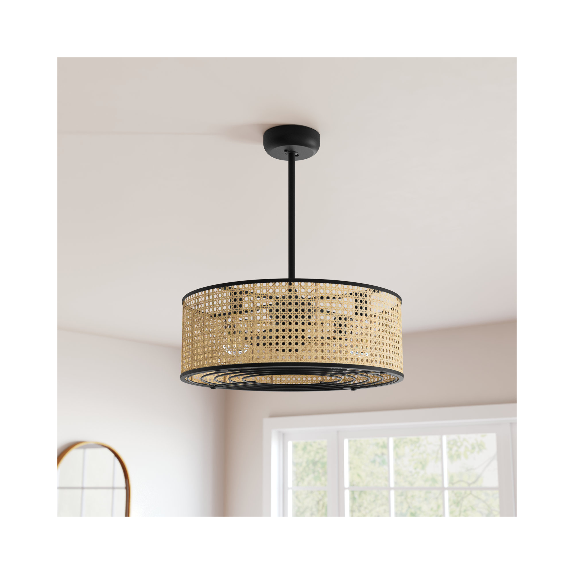 Hampson 25" 4-Light Fandelier with Remote Control, Black