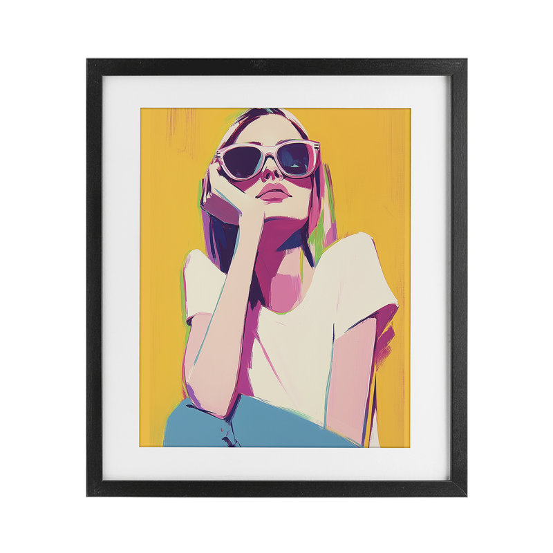 Chroma Shades Girl, reproduction encadrée sous verre, conception de Walker Noble, H 21 po x l 17 po, Cadre noir minuit