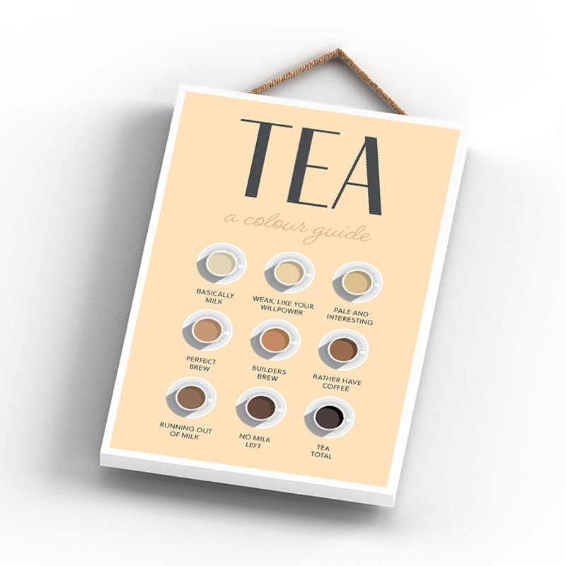 Tea Humorous Colour Guide Wooden Plaque 18.5cm x 12cm