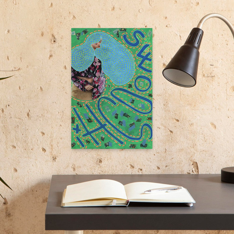 «Joyful Pop Art Woman», impression murale contemporaine colorée, 18" H x 12" W