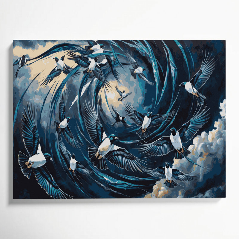 Art mural sur toile, oiseaux, pie Eurasian, H 11 po x l 14 po