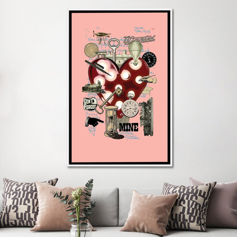 Love Heart 1 Piece Wall Art on Canvas, 152.4 cm H x  101.6 cm W  x  4.445 cm D, White