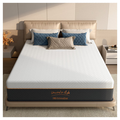 Queen Size 12 Inch Hybrid Mattress in a Box with Pocket Spring Support and Foam Comfort Layers, White and Black Cover