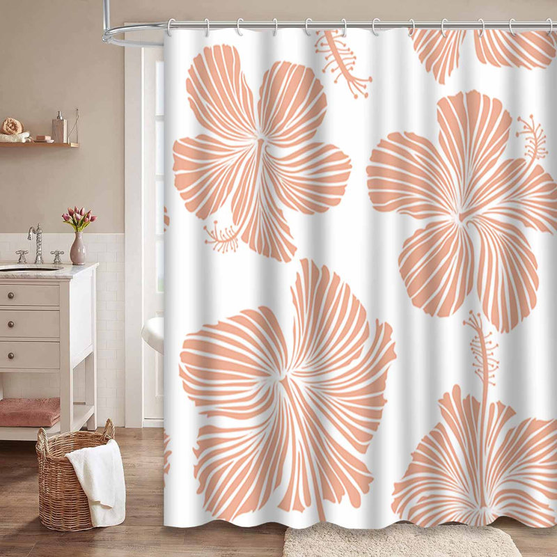 Rideau de douche imperméable avec aquarelle et hibiscus hawaïen avec 12 crochets, L 72 po x l 72 po