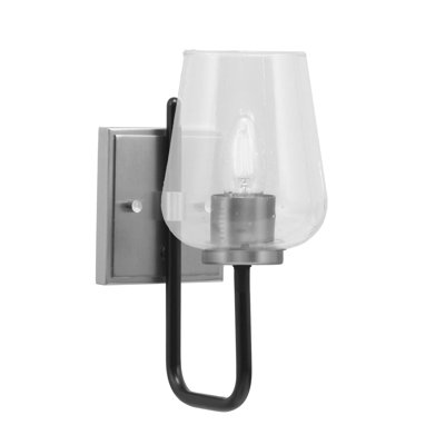 Amarmula 1 Light Wall Sconce, Matte Black & Graphite Finish, 5" Clear Bubble Glass