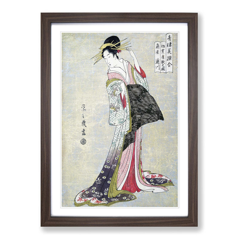 Takigawa of the Ogiya Brothel by Chobunsai Eishi - Picture Frame Art Print, Walnut Framed, 48cm H x 36cm W x 2cm D