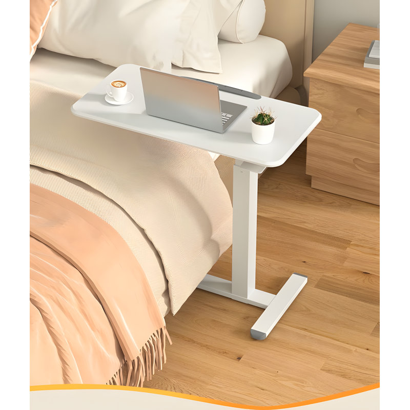 Table à plateau réglable avec roulettes - Bureau d'ordinateur portable en forme de C pour le travail, les études et l'allaitement au lit