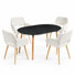 5-Piece Extendable Dining Set with Table and 4 Upholstered Armchairs