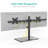 Free Standing Dual Monitor Stand, Height Adjustable Monitor Mount With Glass Base, Fits LCD LED Flat Curved Screen Up To 27 Inch, 22Lbs, With Grommet Base