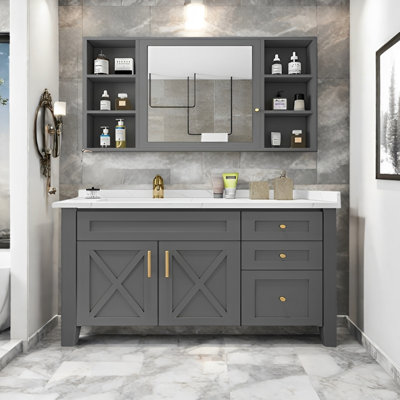 Armoire de salle de bain en bois massif de style américain