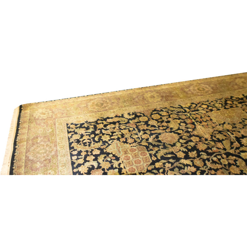 Tapis noir noué à la main de haute qualité