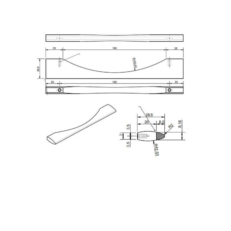 Meridian Metal Bar/Handle Pull, Chrome, 6 5/16"
