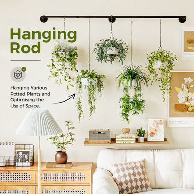 70" Indoor Plant Rod Hanger, Window Metal Holder for Hanging Planters (Pots Not Included)