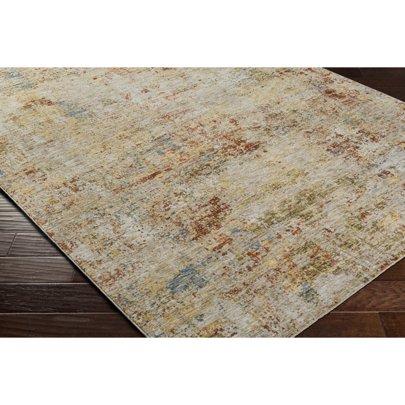 Abstract Machine Woven Polyester Area Rug in Beige/Gold/Rust, Rectangle 12' x 15'