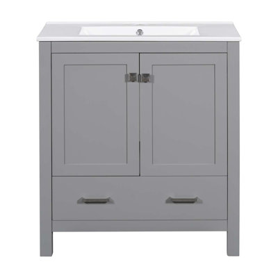 Meuble-lavabo moderne avec lavabo simple, armoire de rangement avec 2 portes et un tiroir